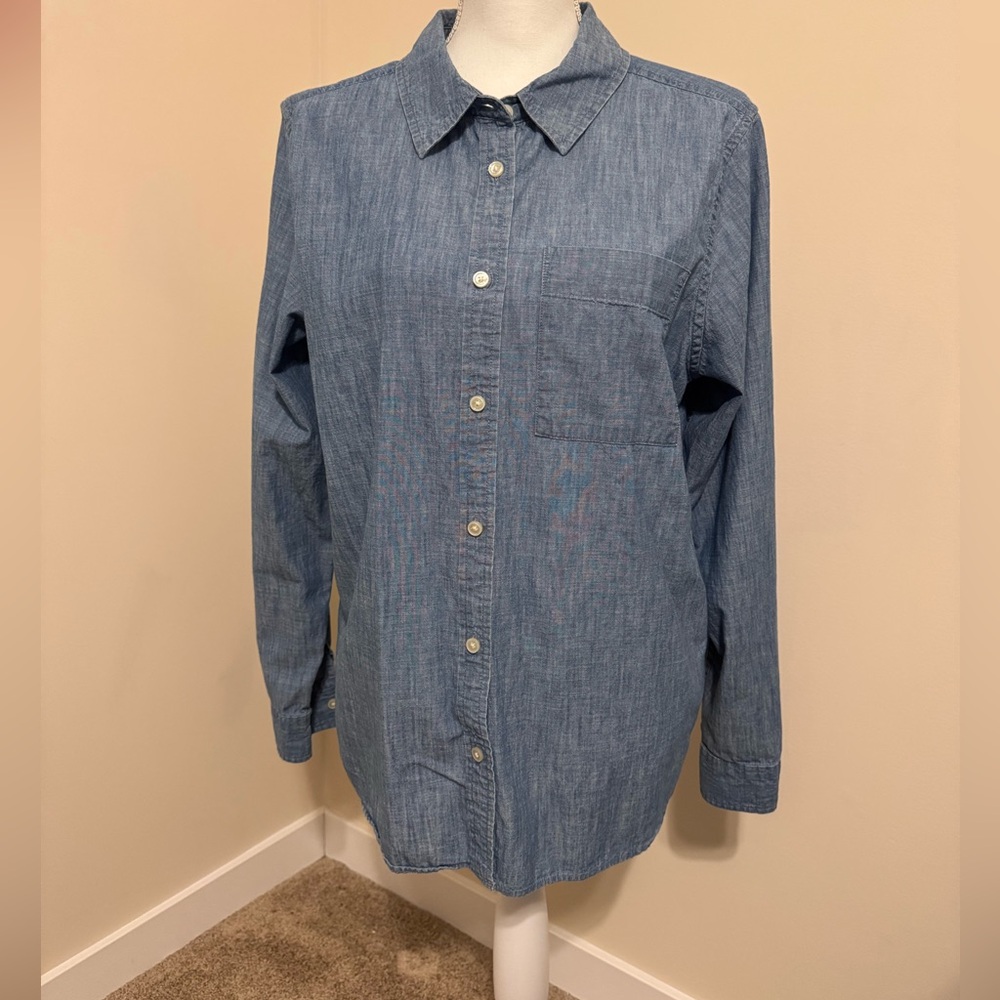 LL Bean Women’s Blue Button-Up Denim Shirt